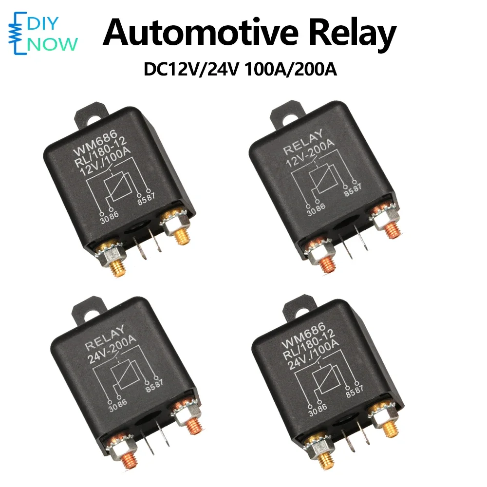 High Current Relay Starting Relay 100A 12V Automotive Starter Relay Normally Open WM686 for Battery ON/Off Control