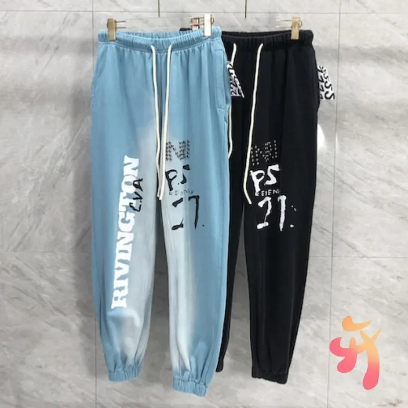 Vinatge Hiphop Street Cleanfit RRR123 Sweatpants Nail Bead Graffiti Letters Heavy Washed Old Men Women Casual Jogging Pants