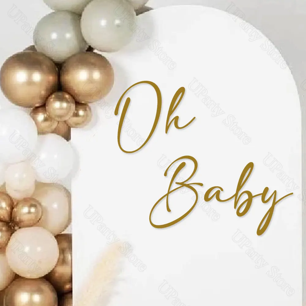 Oh Baby Shower Sign Sticker Oh Baby Themed Balloon Arch Backdrop Vinyl Stickers for Baby Shower Gender Reveal Birthday Decor