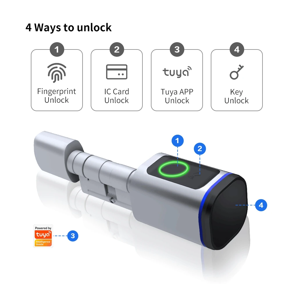 

Tuya Fingerprint Smart Lock , can IC card/APP/ key unlock Compatible ,Easy Install for Home/Office Security