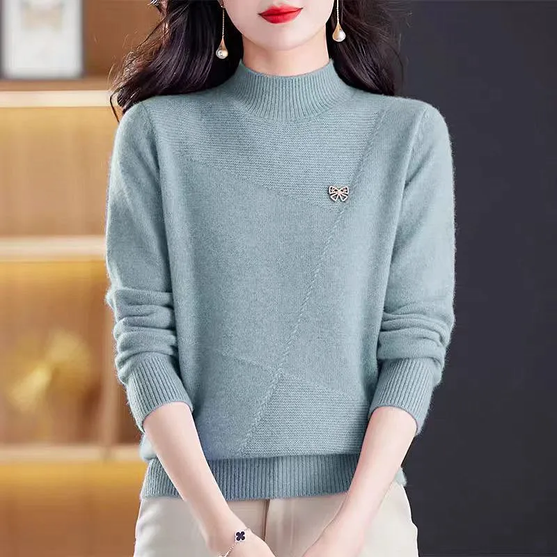 Hot Sweaters & Jumpers Warm Long Sleeve Tops For Woman Knitting Autumn Winter Knitwear Elegant Pollover Woman Clothes
