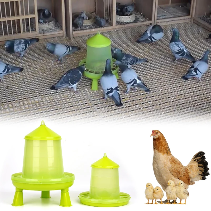 Comedero para aves de corral de 2/4kg, cubo para beber, contenedor de alimentación automática de plástico con patas, ganso, gallina, pollo, bebedero, suministros