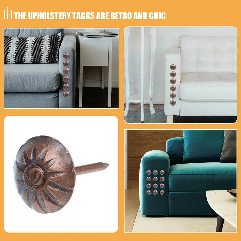 1000Pcs Upholstery Tacks Decorative Furniture Nails Retro Chic Design for Sofa DIY Upholstery Tacks Decorative