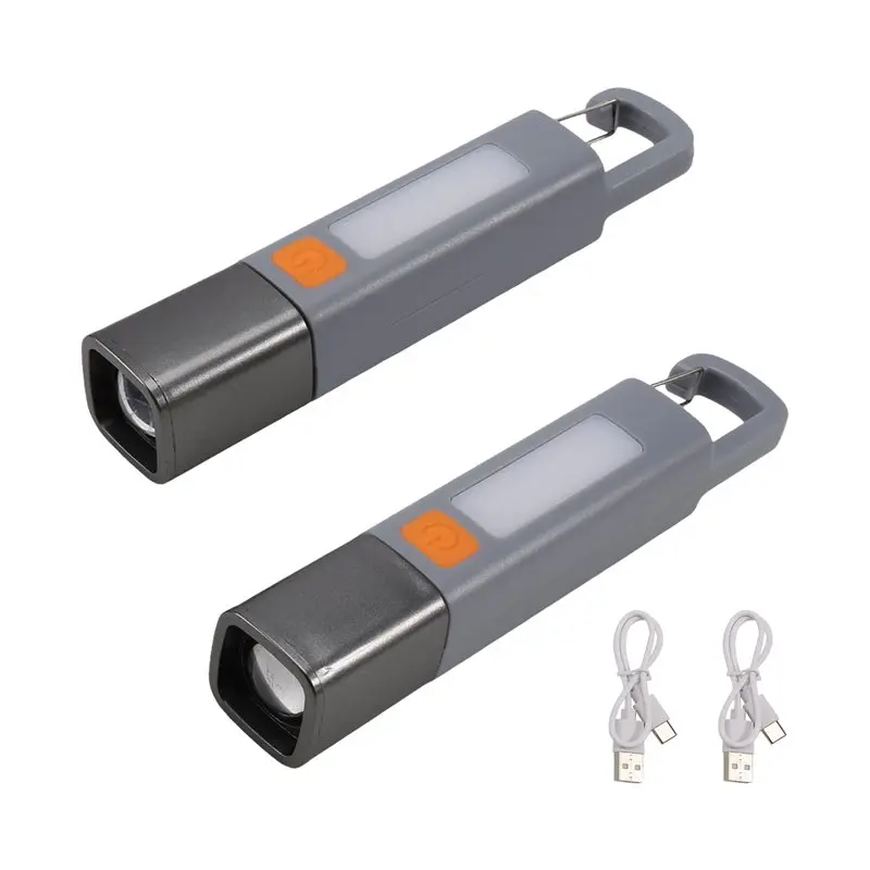 24-Hour Delivery Strong Light LED Flashlight 2Pcs Super Bright Portable Flashlamp With Telescopic Focus For Camping Hanging Ligh