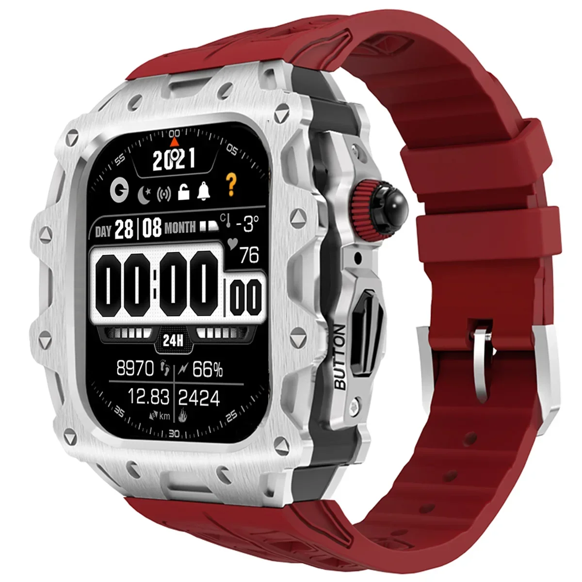 

Luxury Modification Kit For Apple Watch 46mm Silicone Strap For iWatch Series 10 Stainless Steel Modified Case