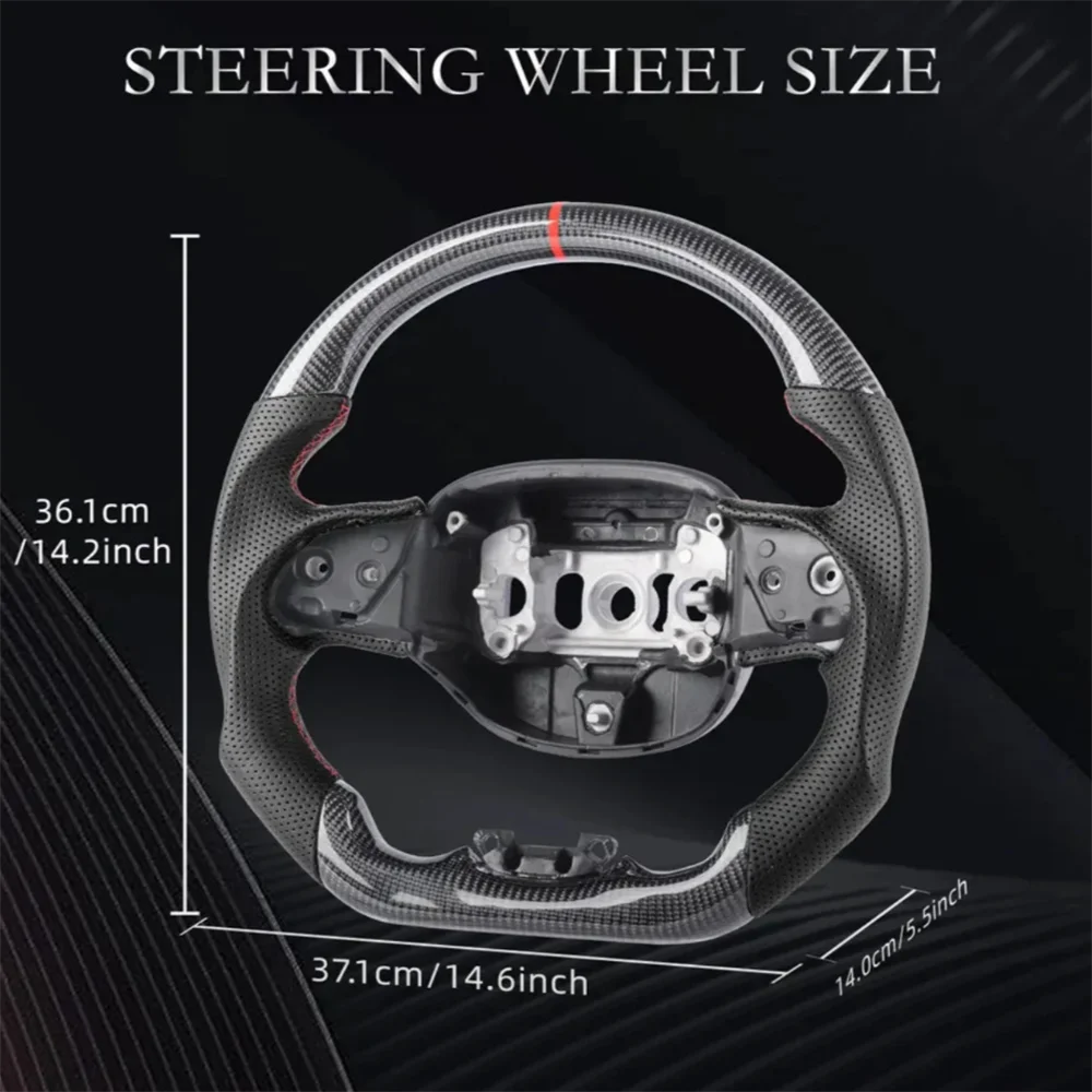 Steering Wheel For Jeep Grand Cherokee 2014 2015 2016 2017 2018 2019 2020 2021 Carbon Fiber Black Leather Car accessory