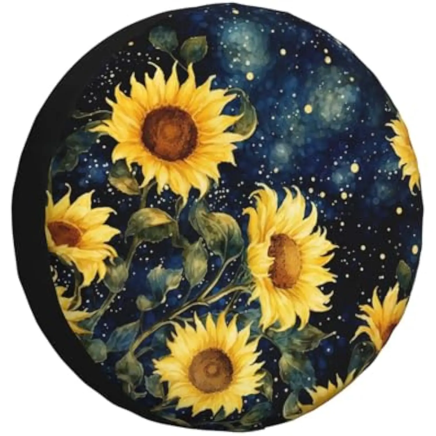 Sunflower Galaxy Night Sky Spare Tire Cover Weatherproof Wheel Protector for RV SUV Trailer