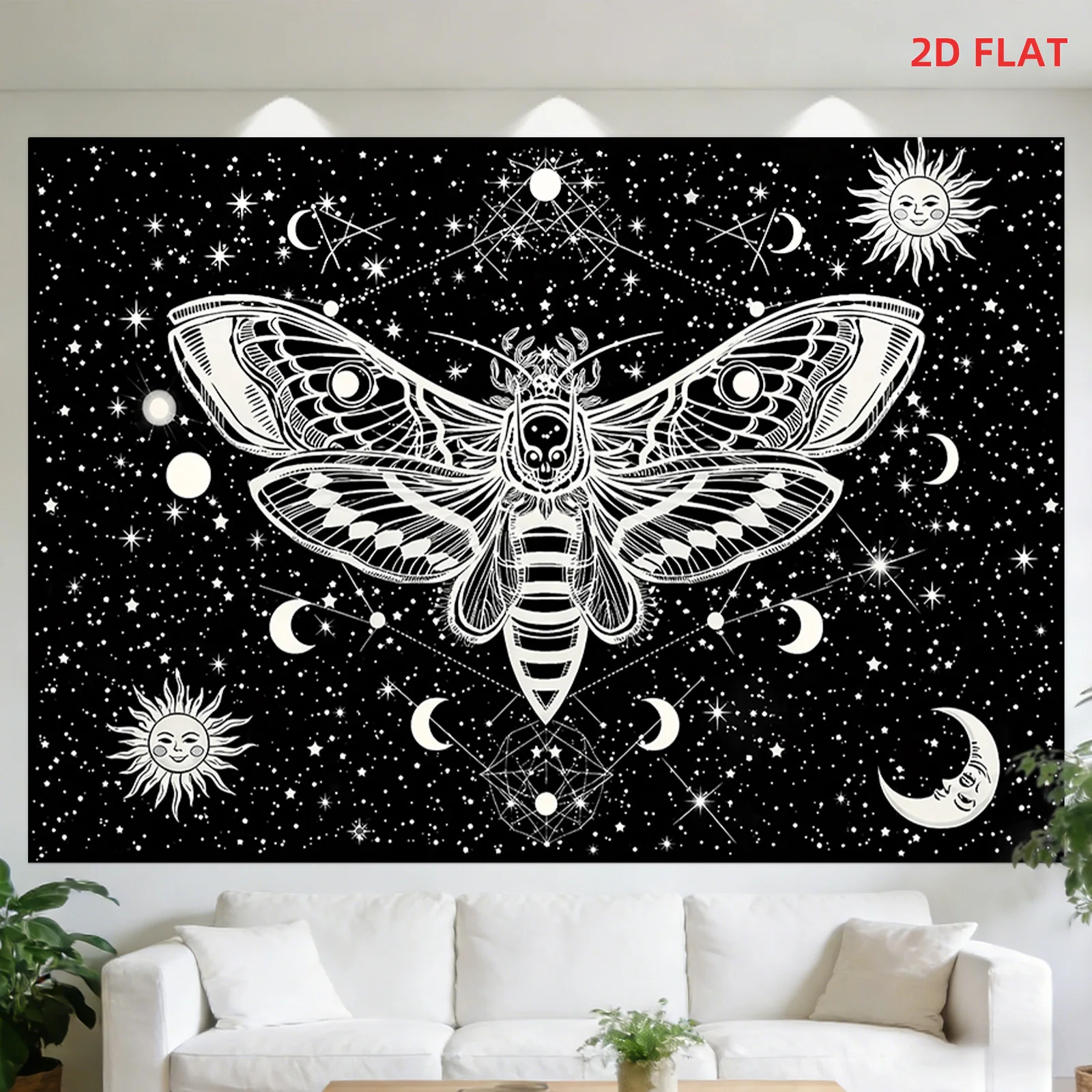 Giant Celestial Butterfly Tapestry Cosmic Moon Stars Wall Hanging Boho Boho Night Sky Witchy Decor Room Decoration Art Print
