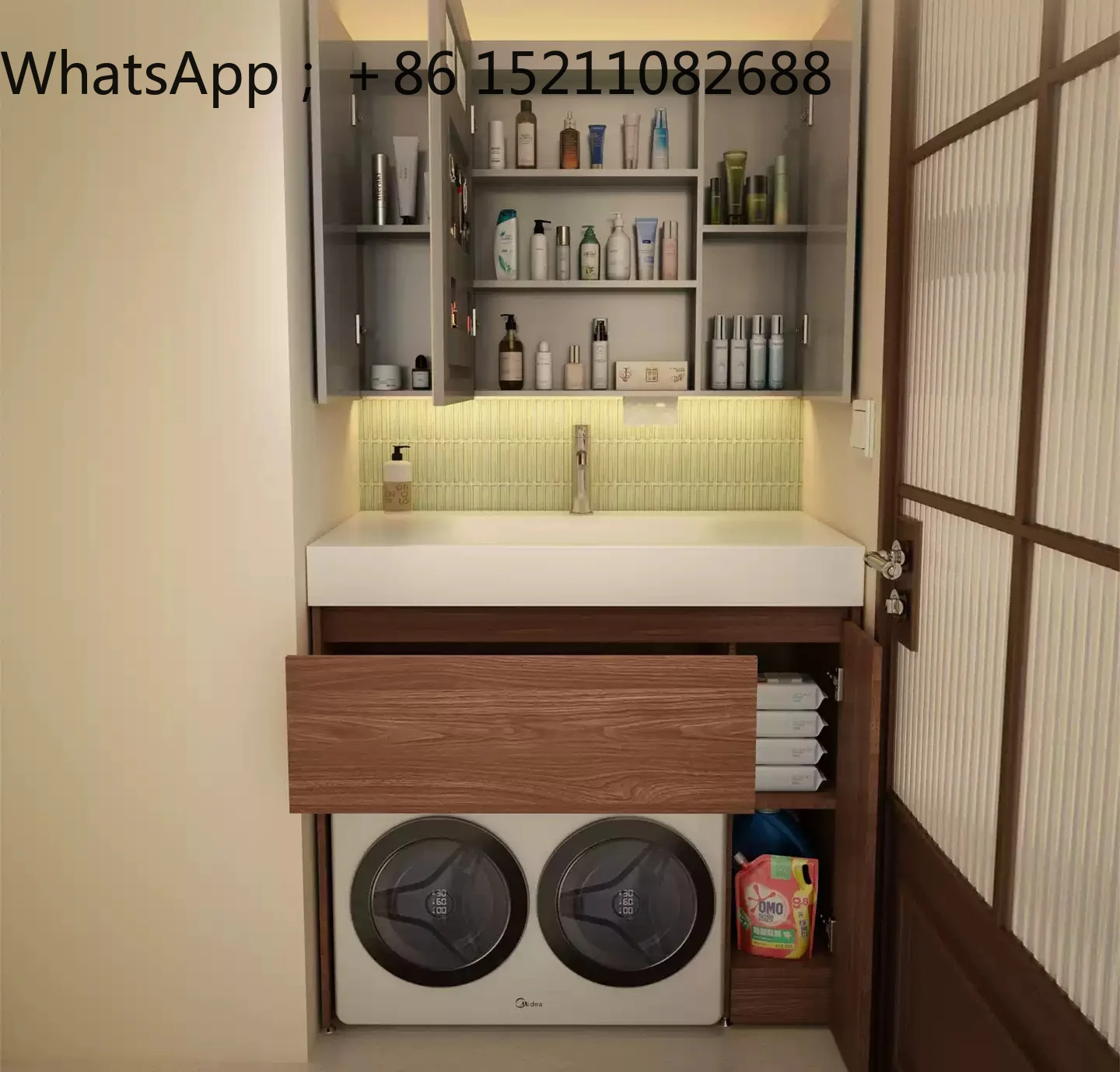 SCY double cylinder washing and drying integrated washing machine cabinet washbasin bathroom small apartment floor washing table