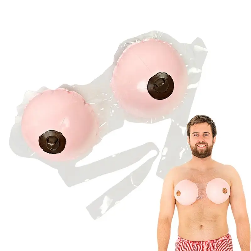Wedding Prank Toy Novelty Inflatable Men's Bra Fake Chest Inflatable Chest Ornament Creative Funny Joker Prank Trick Toy For