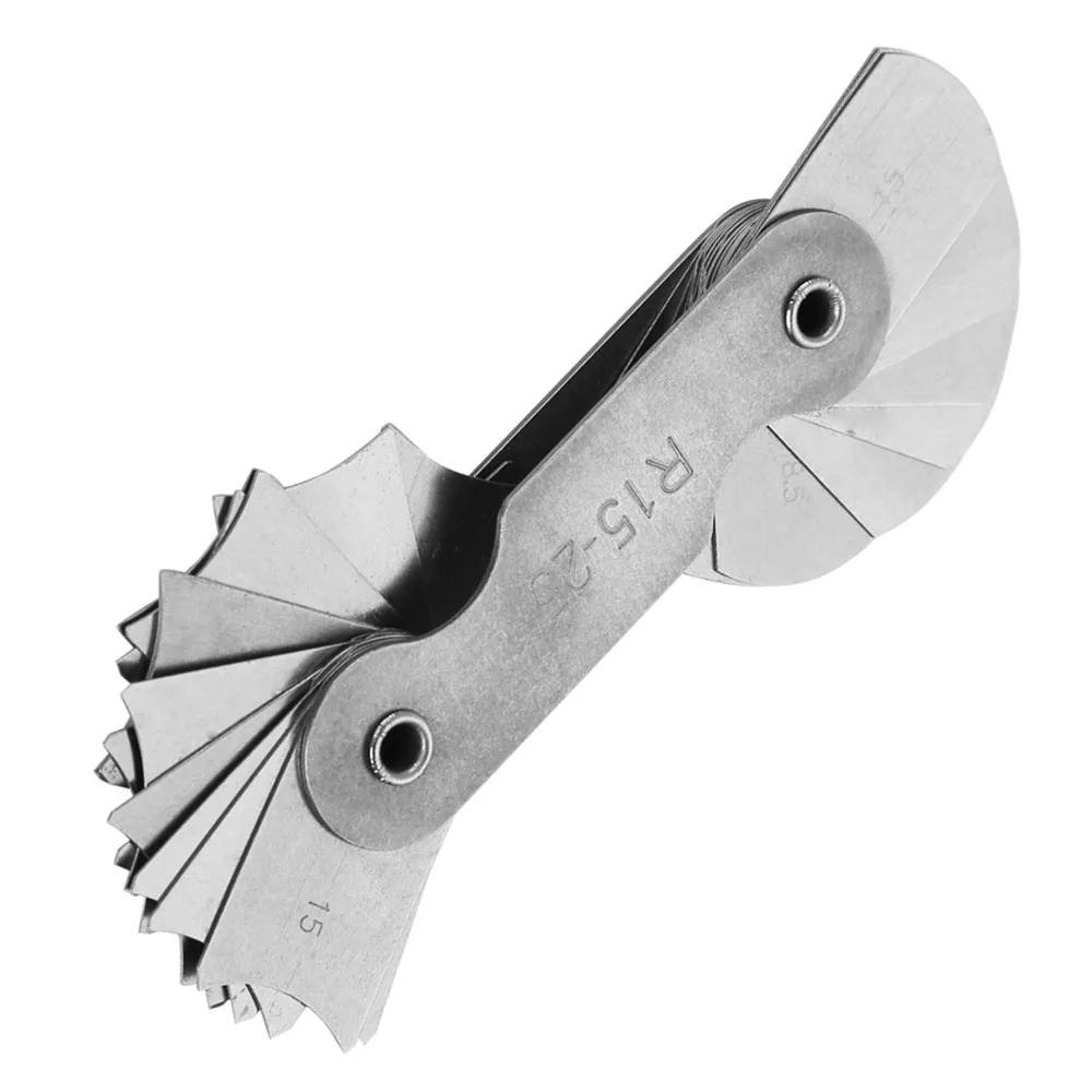 Stainless Steel Radius Fillet Gauge R15-25MM 32 Plates Stainless Steel Gauge External Internal Concave Convex Portable Design