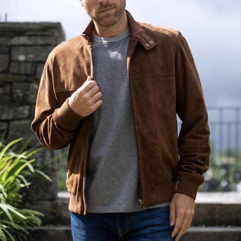 

Новая мужская повседневная осенне-зимняя куртка из замши в ретро-стиле