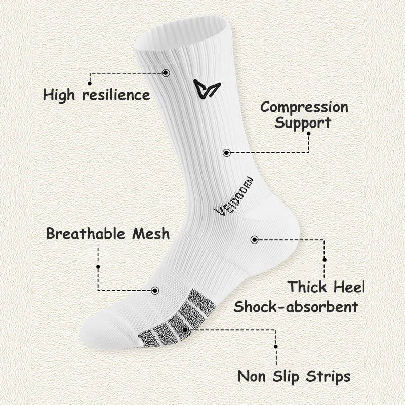 2 Pairs Seamless Sport Socks Combed Cotton High Resilience Long Tube Golf Socks Outdoor Sports Racing Cycling Socks