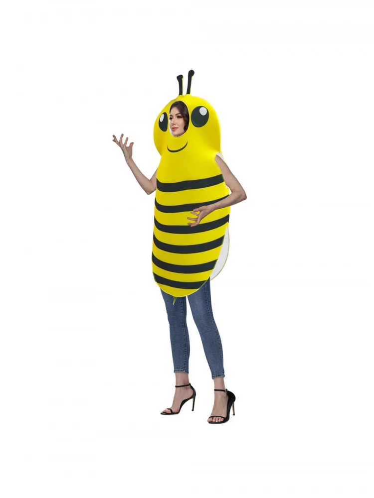 أزياء الهالوين المطبوعة الرقمية لخلية النحل دعائم المسرح زي إسفنجي أصفر النحل بدلة تنكرية ملابس نسائية تقليدية #5