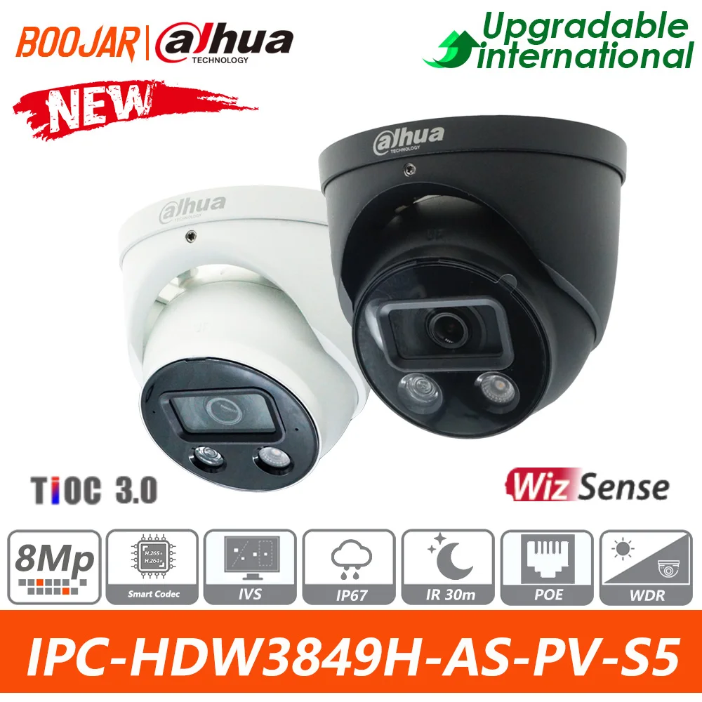 Dahua Original IPC-HDW3849H-AS-PV-S5 8MP TIOC 3.0 Smart Dual Light Active Deterrence Fixed-focal Eyeball WizSense Network Camera