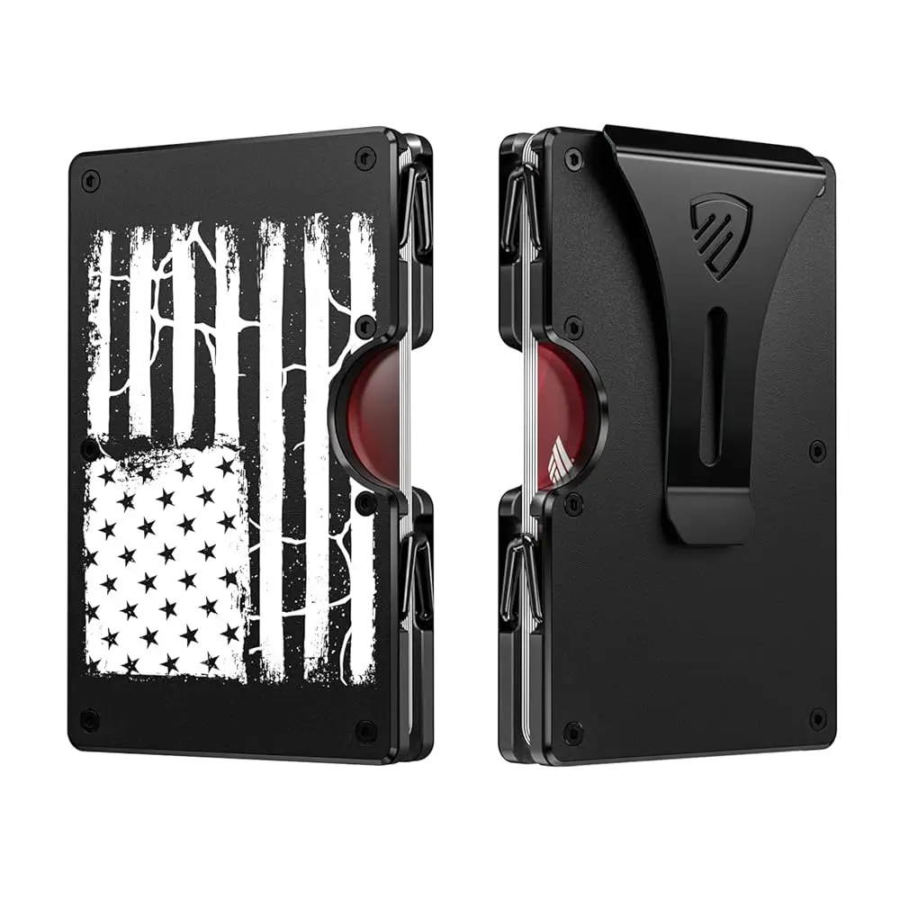 

Free ShippingSlim Wallet for Men - RFID Blocking Metal Card Holder with Money Clip,Minimalist Thin Front Pocket Wallet, Holds 15