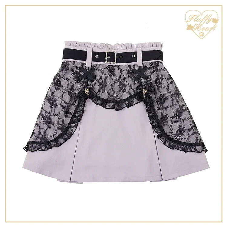 Imagem -04 - Estilo Japonês Renda Mini Saia Cinto de Fivela de Broca Dupla Camada Lolita Cintura Alta Curto Meninas Doces Primavera Verão