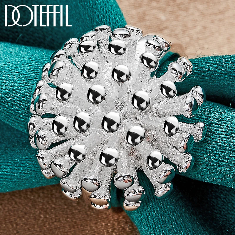 

DOTEFFIL 925 Sterling Silver Firework Coral Ring For Woman Fashion Wedding Engagement Charm Jewelry