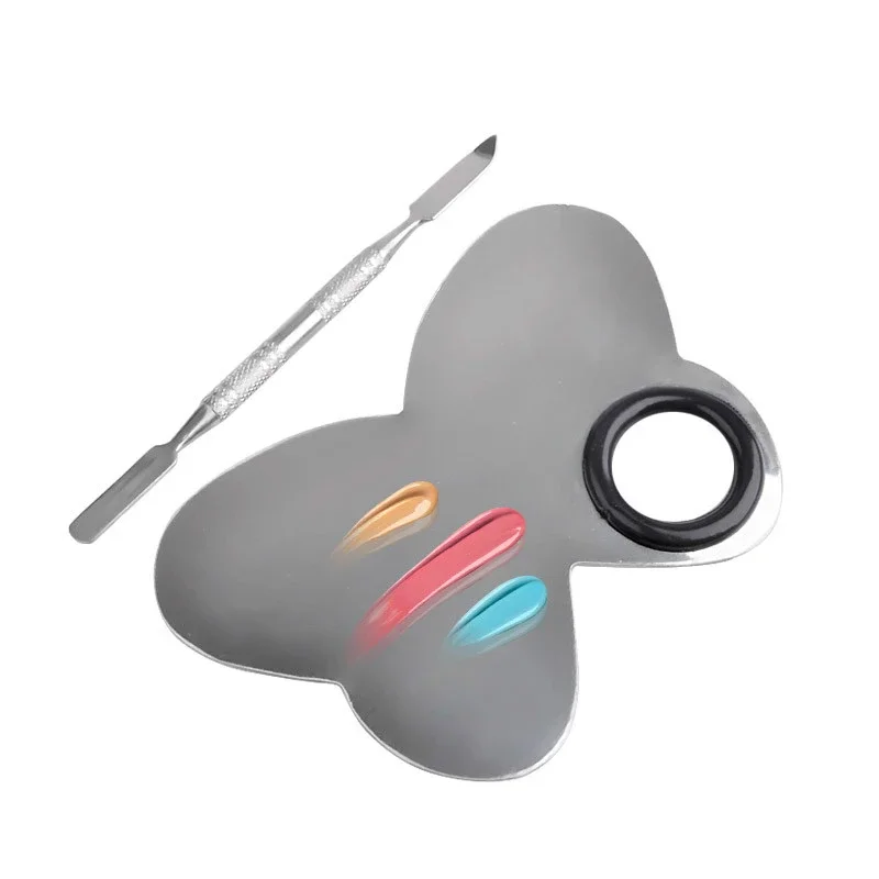 Nail Palette Butterfly Design Mixing Nail Art Pigment Polish Plate Spatula Rod Kits Beauty Make-Up Tools