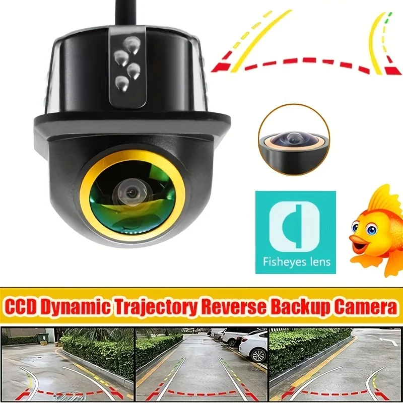 

Dynamic Trajectory Reverse Backup Camera 170 Degree Fisheye CCD Lens Rear View Camera Universal with Smart Steering Guide Lines