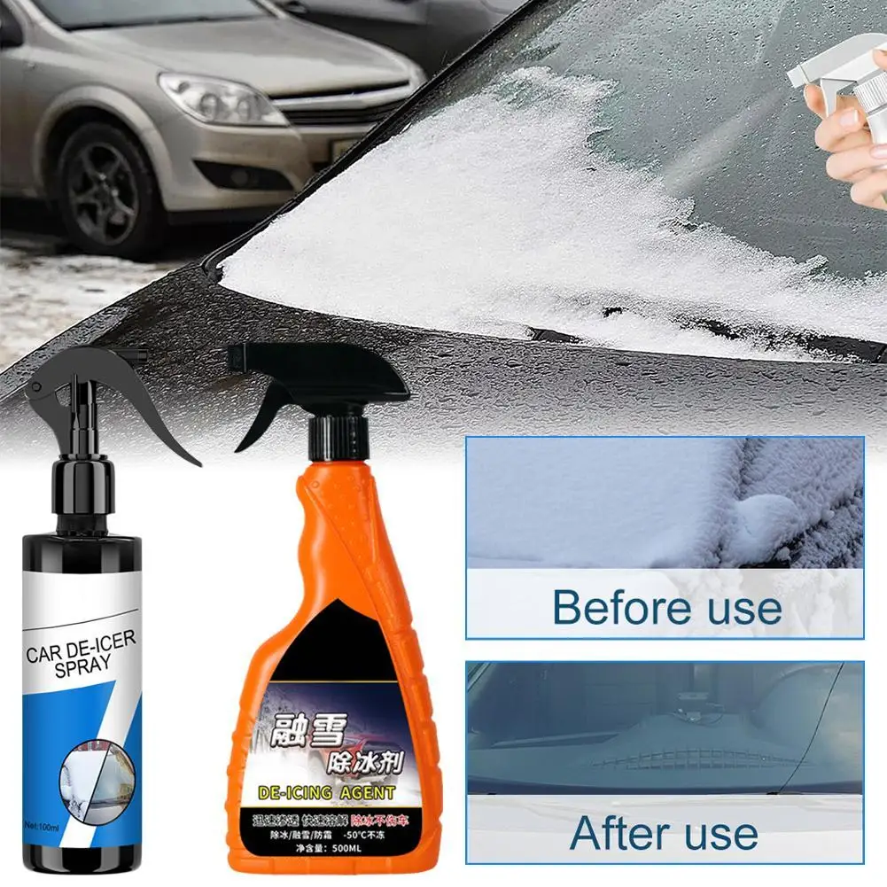 100/500ml Car Deicer Spray Agent Windshield De-Icer Snow Melting Defrost Spray Trigger Spray Car Glass Deicer Ice Melting Spray