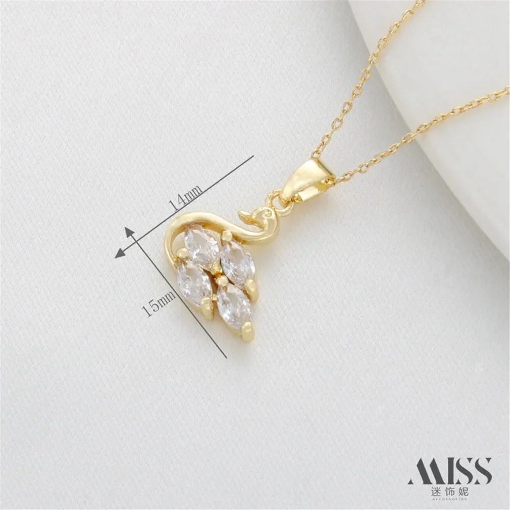 

14K Gold-wrapped Color-preserving Zircon Swan Pendant DIY Handmade Bracelet Necklace Pendant Accessories