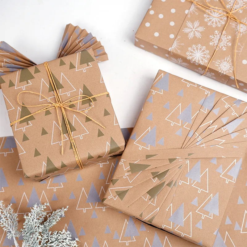 1roll Gift Wrapping Paper ChristmasTree Santa ClausWrapping Paper Birthday Gift Wrapping Paper Christmas Wrapping Paper Handmade