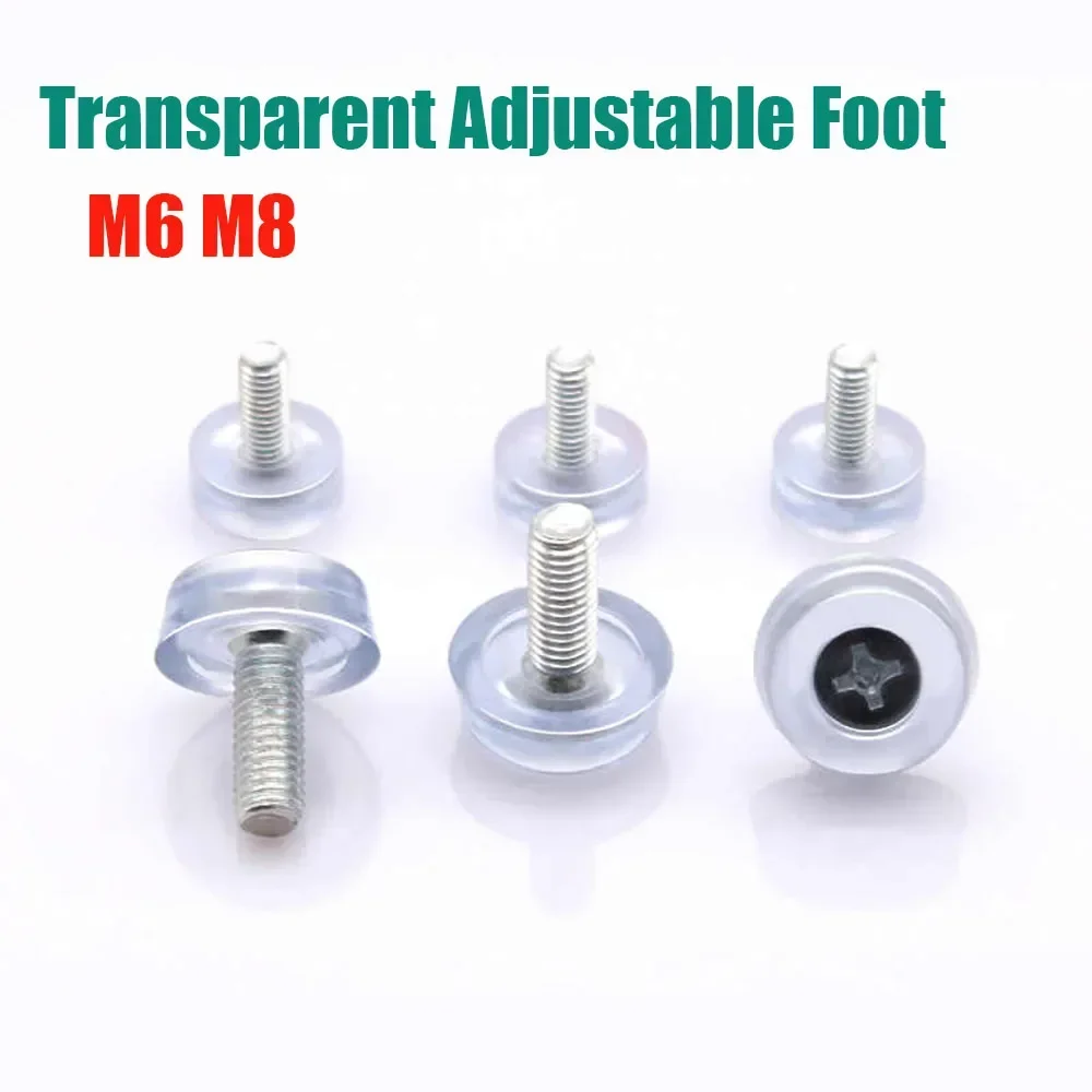 Rubber Adjustable Feet Pad Transparent M8 M6 Table Chair Balck Leveling Foot Pad Furniture Leg Anti-shock Protection 8-40Pcs