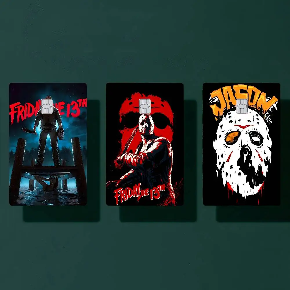 ملصقات جلدية لبطاقة الائتمان الرعب من Jason V-Voorhees لبطاقة نقل البنك VISA ملصق مضاد للماء مضاد للخدش