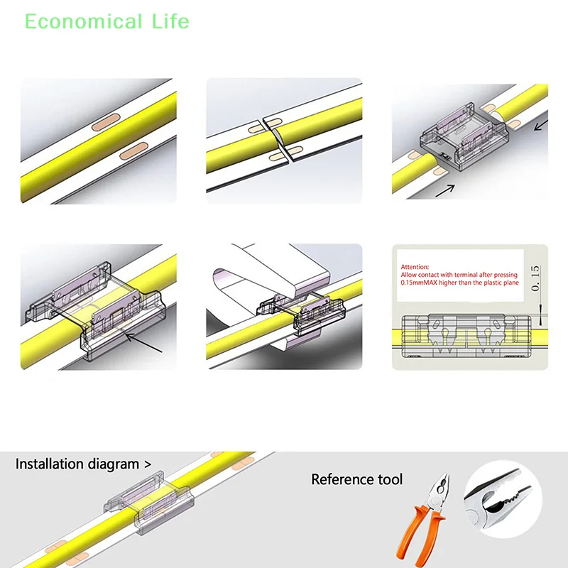 SMD/COB Welding-Free Transparent Led Connectors 5MM 8MM 10MM 2PIN For WS2811 WS2812B WS2815 5050 RGBW RGBCCT Led Light Strip