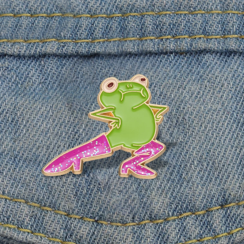 Cool Funny Frog Enamel Pins Custom Brooches Lapel Badges Cartoon Animal Jewelry Gift for Kids Friends