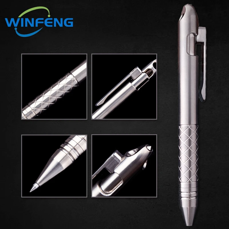 Titanium Alloy Tactical Pen Self Defense Ballpoint Pen Emergency Window Breaker Survival Supplies Student Office Stationery