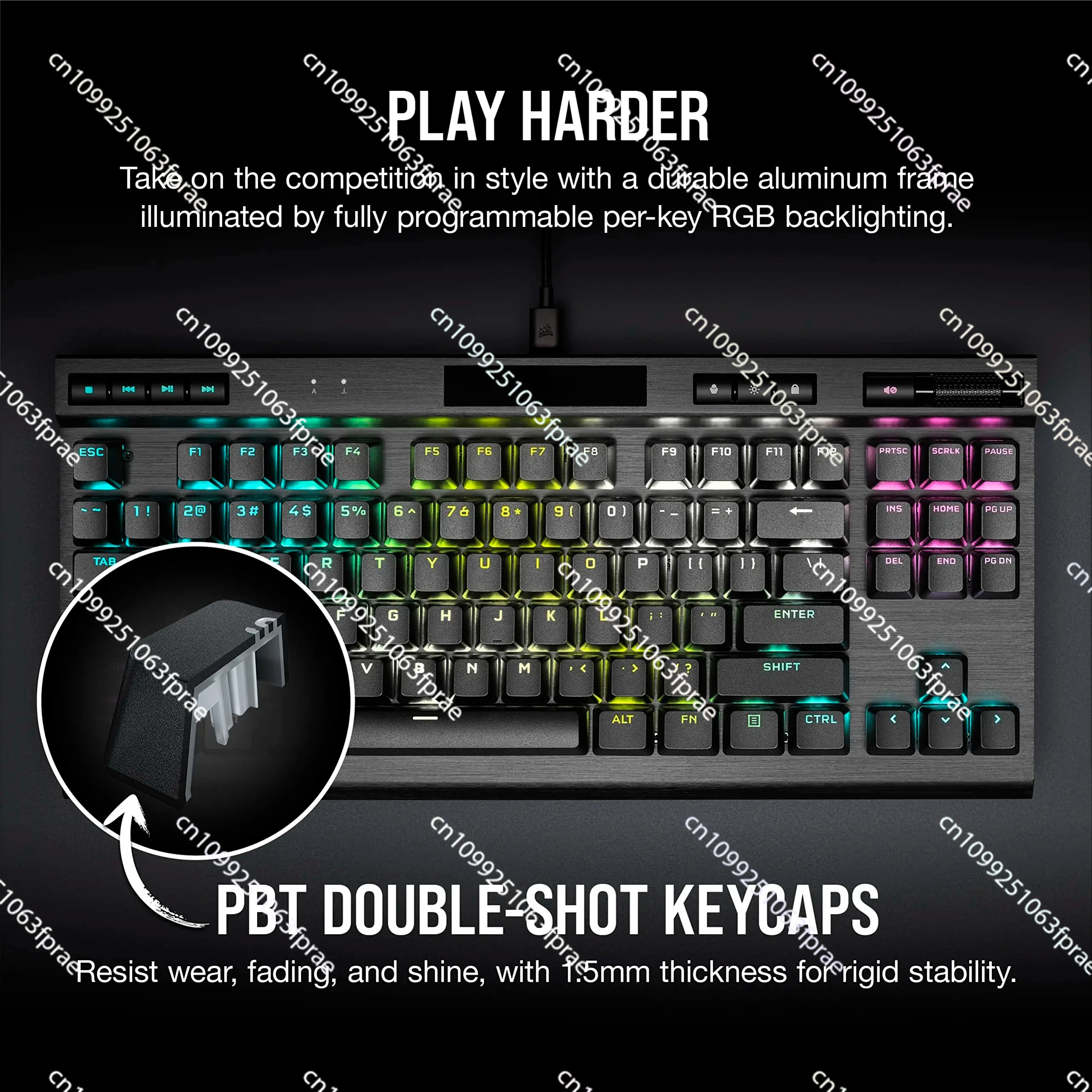 مناسبة للوحة مفاتيح الألعاب الميكانيكية Corsair Pirate Ship K70 RGB TKL Champion Series-Cherry MX Blue