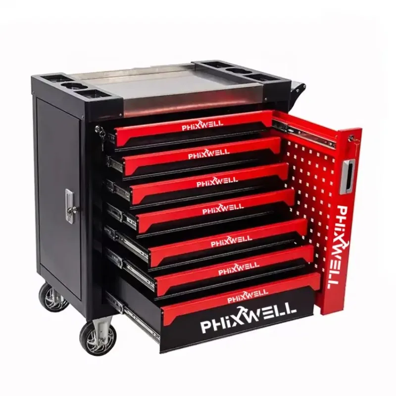 

Heavy-Duty 7 Drawer Multifunctional Metal Tool Cabinet Workshop Storage Tray Cart For Garage Use Iron Material OBM Supported