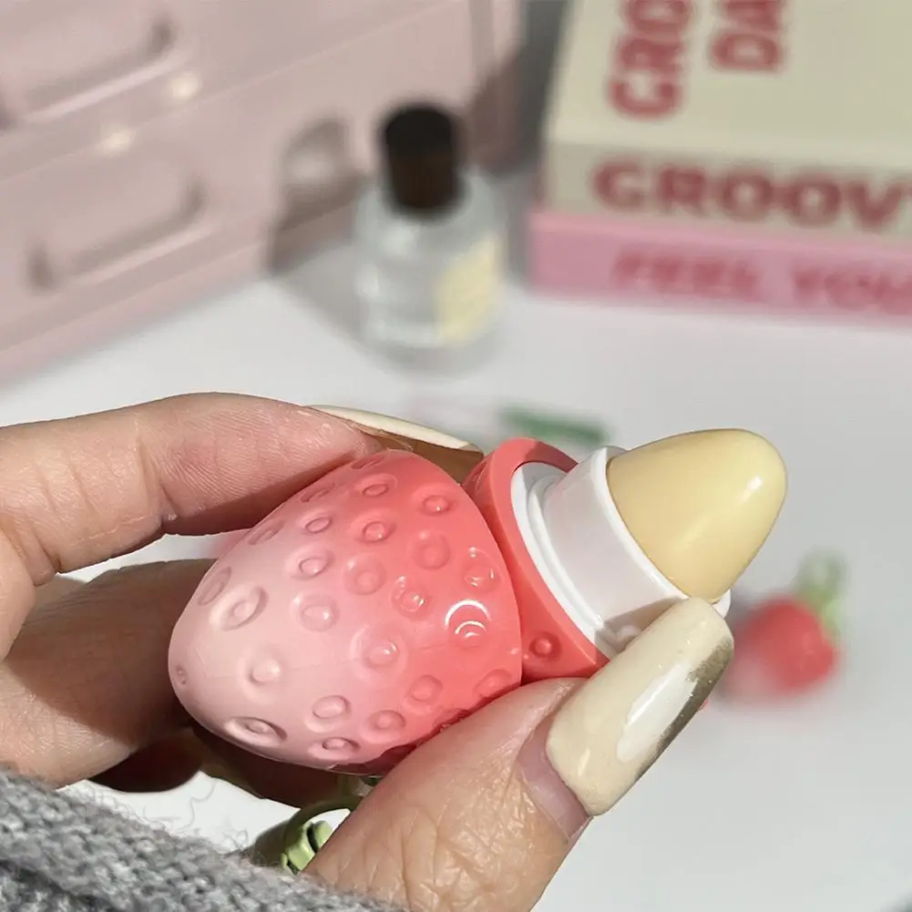 Mini baume à lèvres à changement chaud aux fraises, hydratant, Anti-séchage, facile à transporter, Anti-fissuration, brillant à lèvres coloré, maquillage