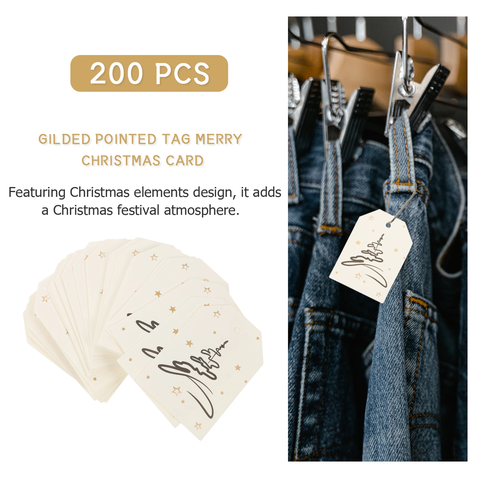 

200 Pcs Christmas Card Name Tag Party Favor Labels Xmas Supplies Scene Decoration Merry Holiday Tags