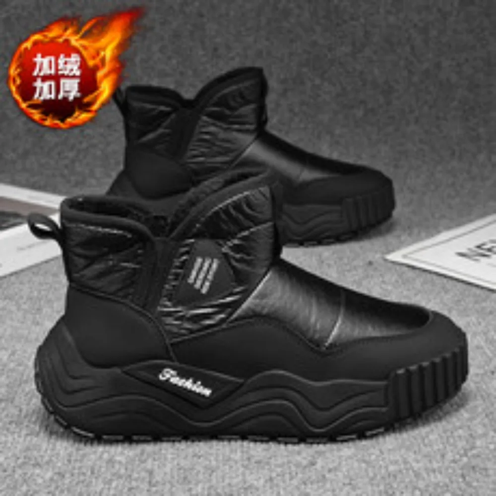 

Winter Men Boots Fur Warm Men's Snow Shoes Non-Slip Plush Sneakers Comfortable Outdoor Snow Ankle Boots