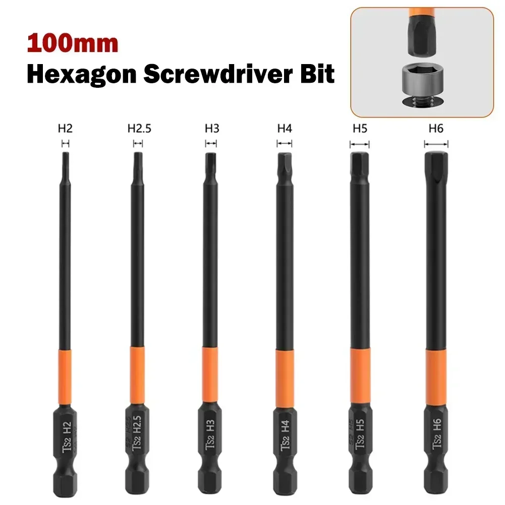 Magnetic Hex Head Screwdriver Bits 1/4Inch Quick Change Impact-Driver H2.0-H6 Allen-Wrench Drill Bits Kit