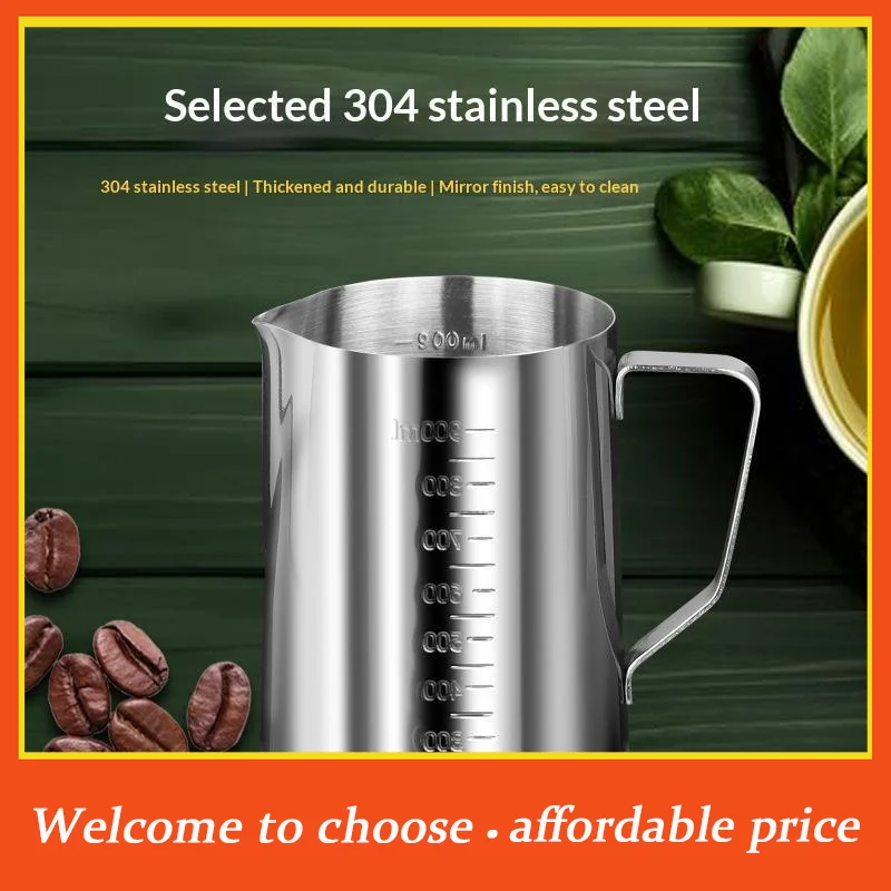 {}500/700/1000ml Stainless Steel Measuring Cup With Graduations Large Mouth For Coffee Kitchen Use Heating Milk And Tea Brewing