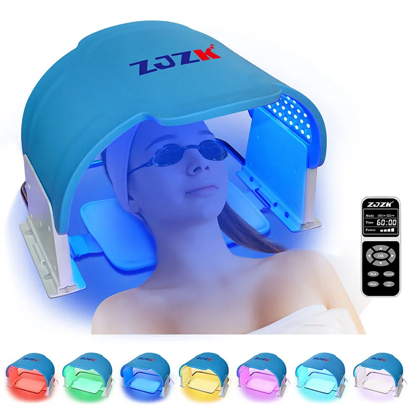 Máscara de luz LED para cuidados com a pele facial, 7 cores, luz vermelha, rejuvenescimento, 990 LED Chips, esteticista e dermatologista