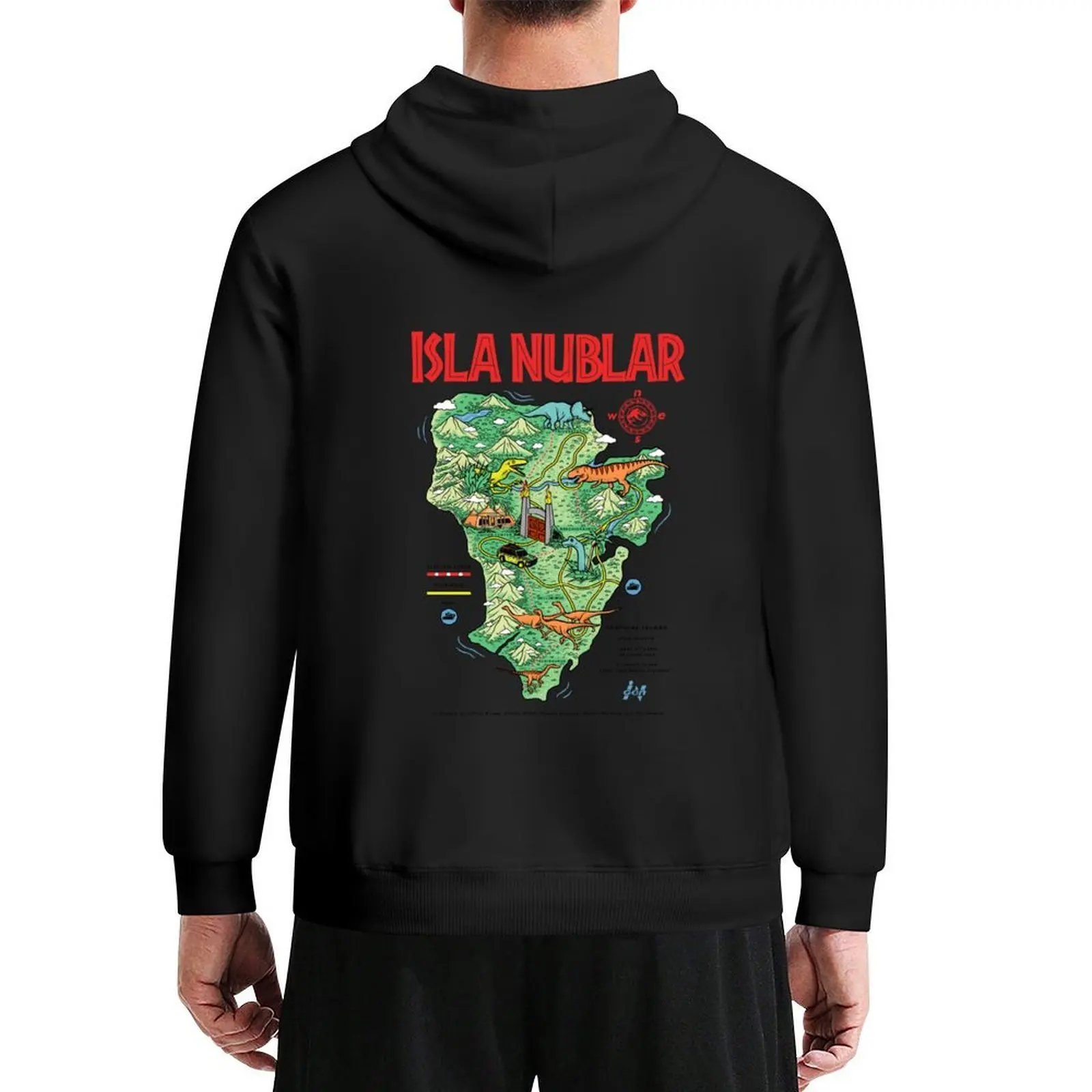 

Jurassic Park Isla Nublar Retro Tropical Dinosaur Park Map Hoodie male clothes men clothes men's clothing man hoodie