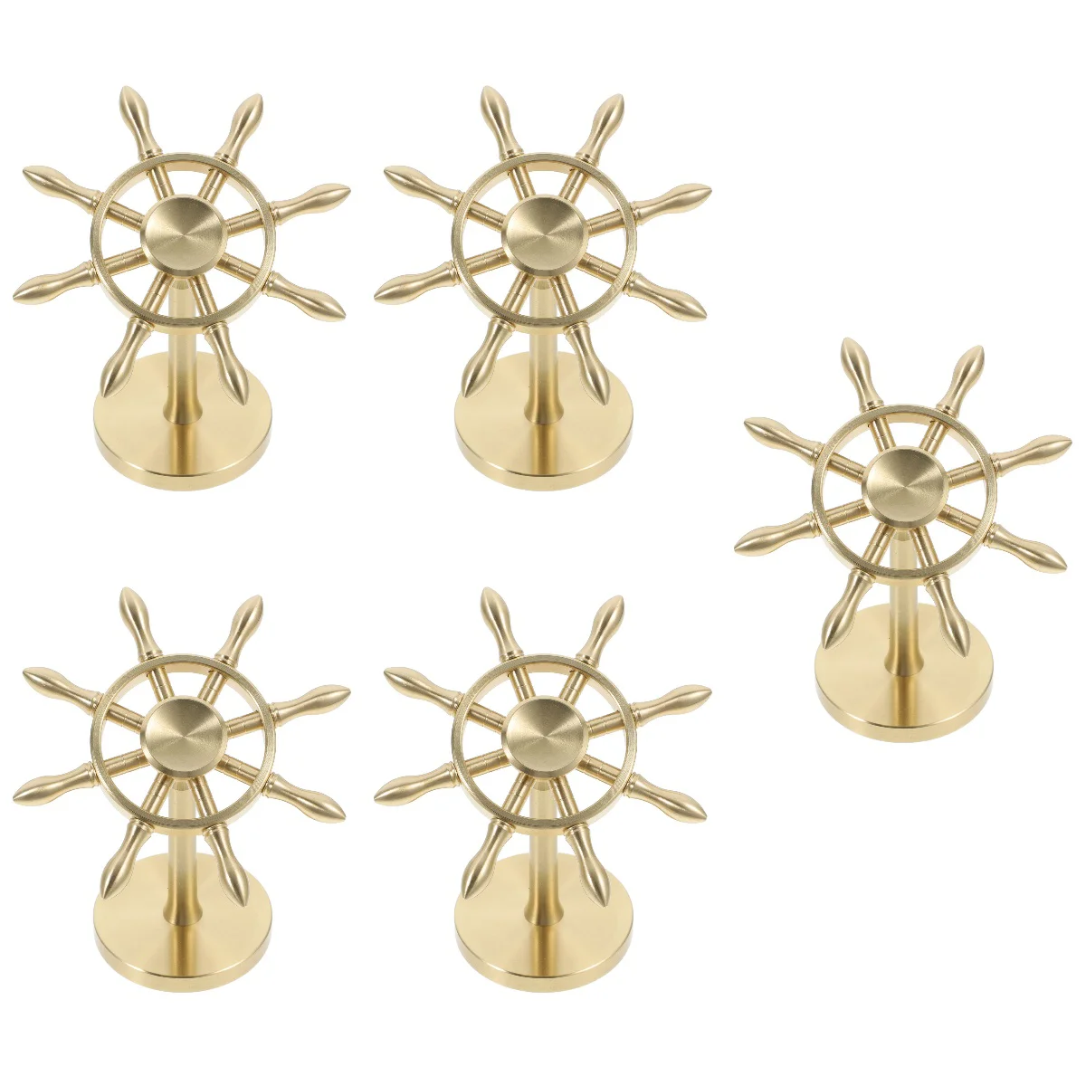 

Set of 5 Brass Rudder Ornaments Home Decor Marine Desktop Sculpture Mediterranean Table Vintage Office