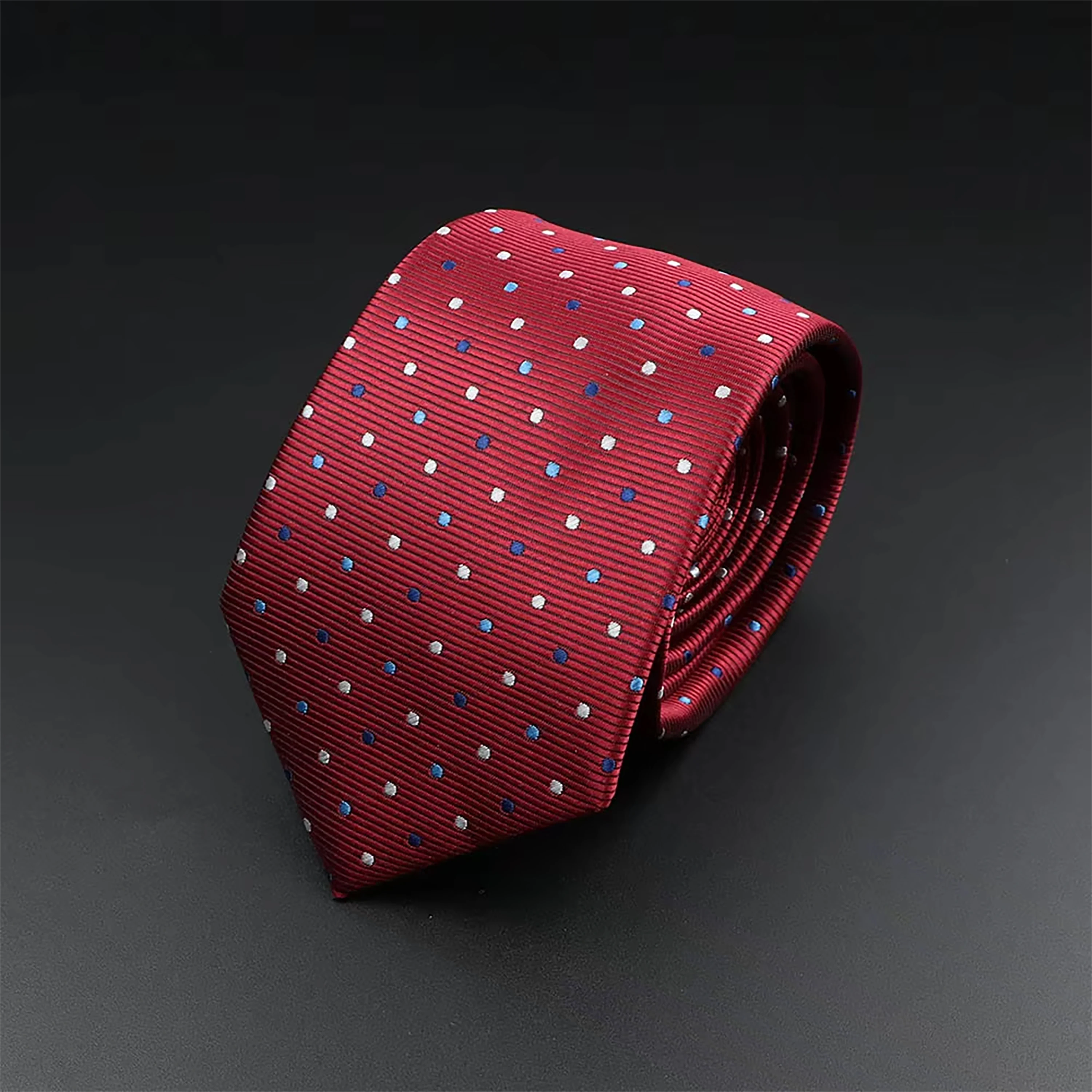 Classic Dot Geometry Men Ties Red Blue Black Jacquard 7cm Necktie  Fashion Party Wedding Business Slim Suit Shirt Accessories