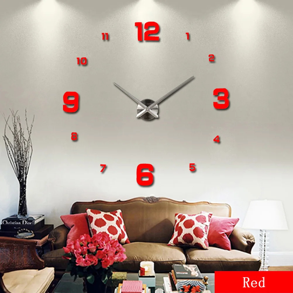 3d Wall Stickers Office Decor Frameless Large Clock Big Numbers Clocks Decorative Golden