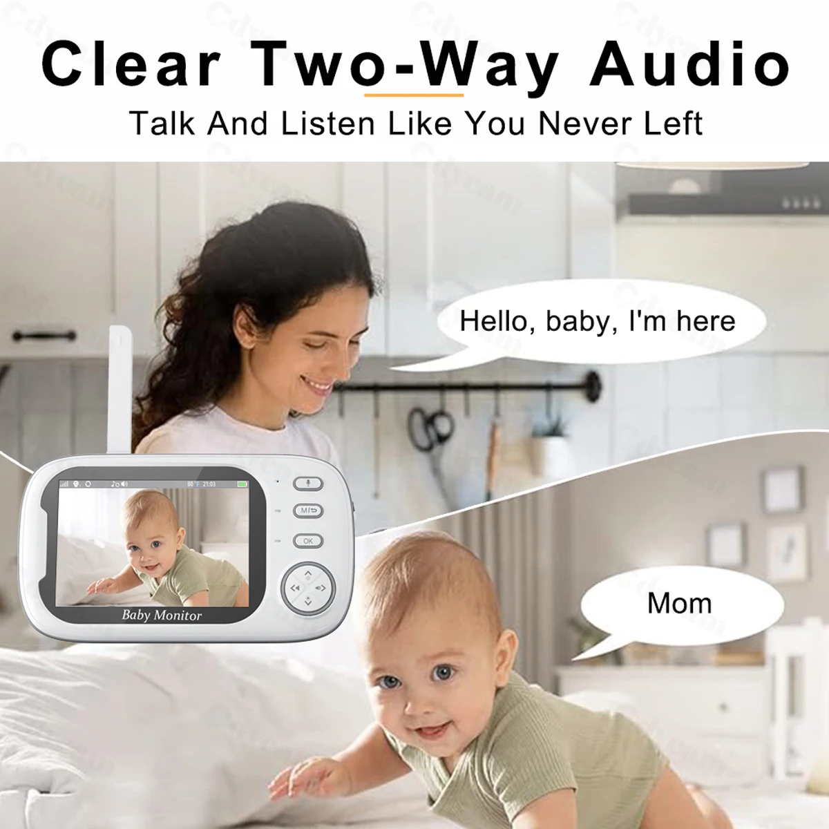3.5-inch Wireless Video Baby Monitor with Night Vision 4