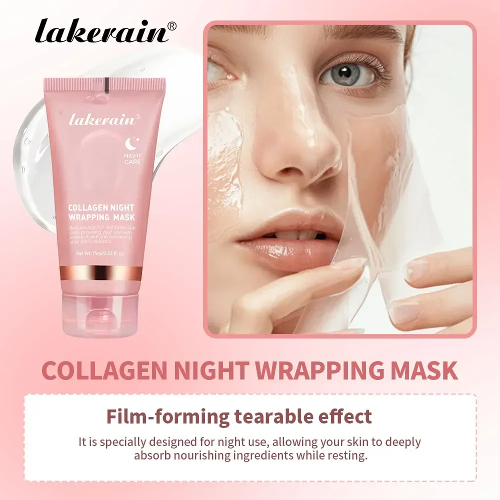 75ml Collagen Overnight Wrapping Peel Off Facial Mask เกาหลี Collagen Night Wrapping Mask ให้ความชุ่มชื้นอย่างล้ําลึก Night Care Mask ครีม