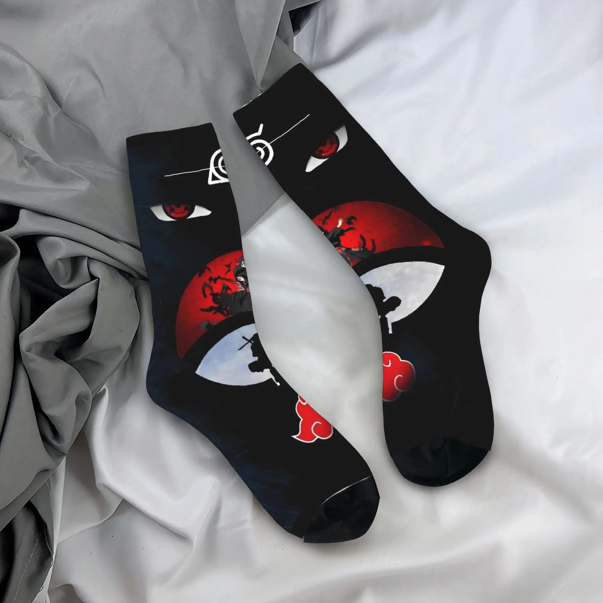 

Custom Kawaii Printing Narutos Sasuke Uchiha Anime Socks for Men Women Stretchy Summer Autumn Winter Cartoon Crew Socks