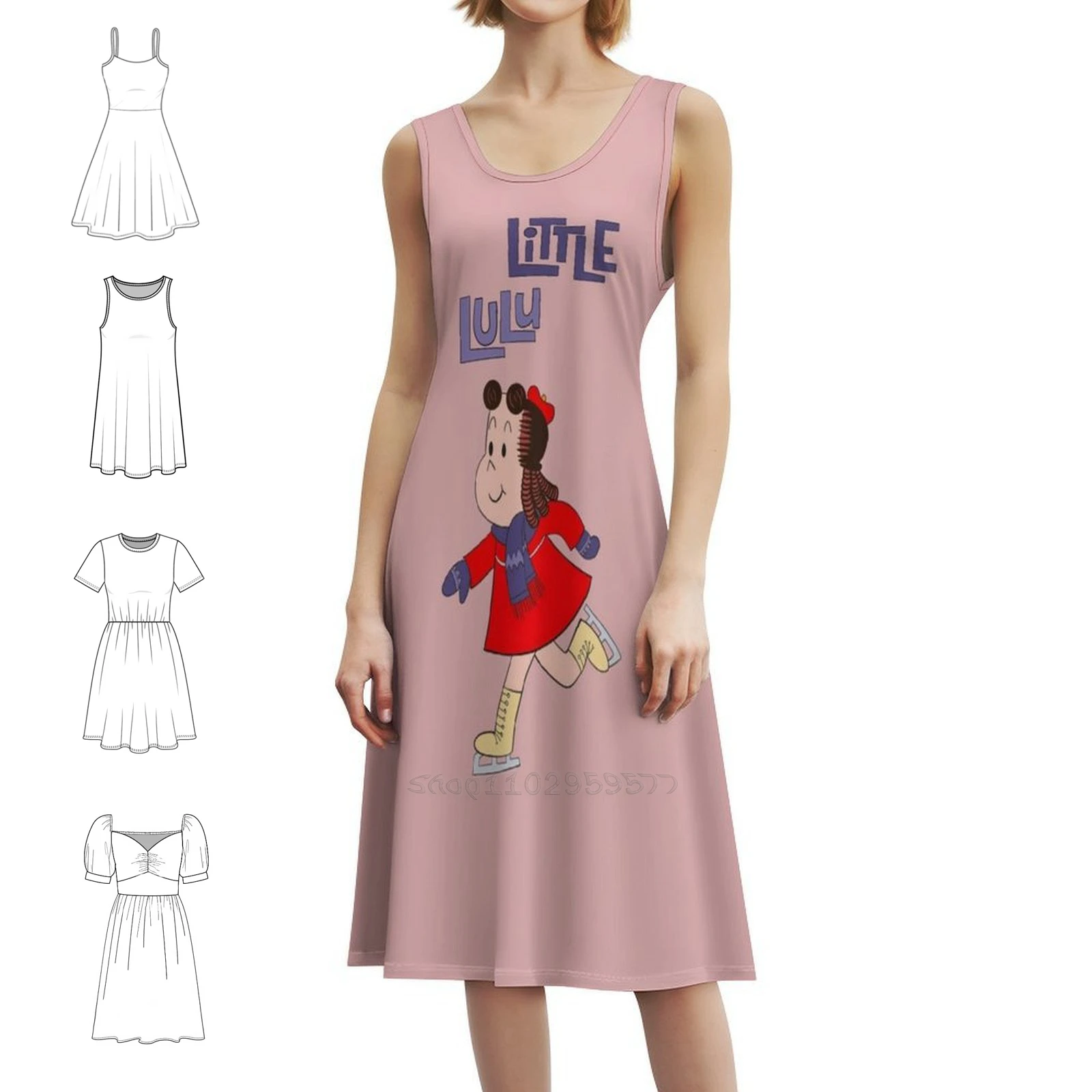 

Женское уличное праздничное платье Little Lulu, модная клубная одежда с принтом для женщин, школьная одежда для девочек с героями мультфильмов Little Lulu