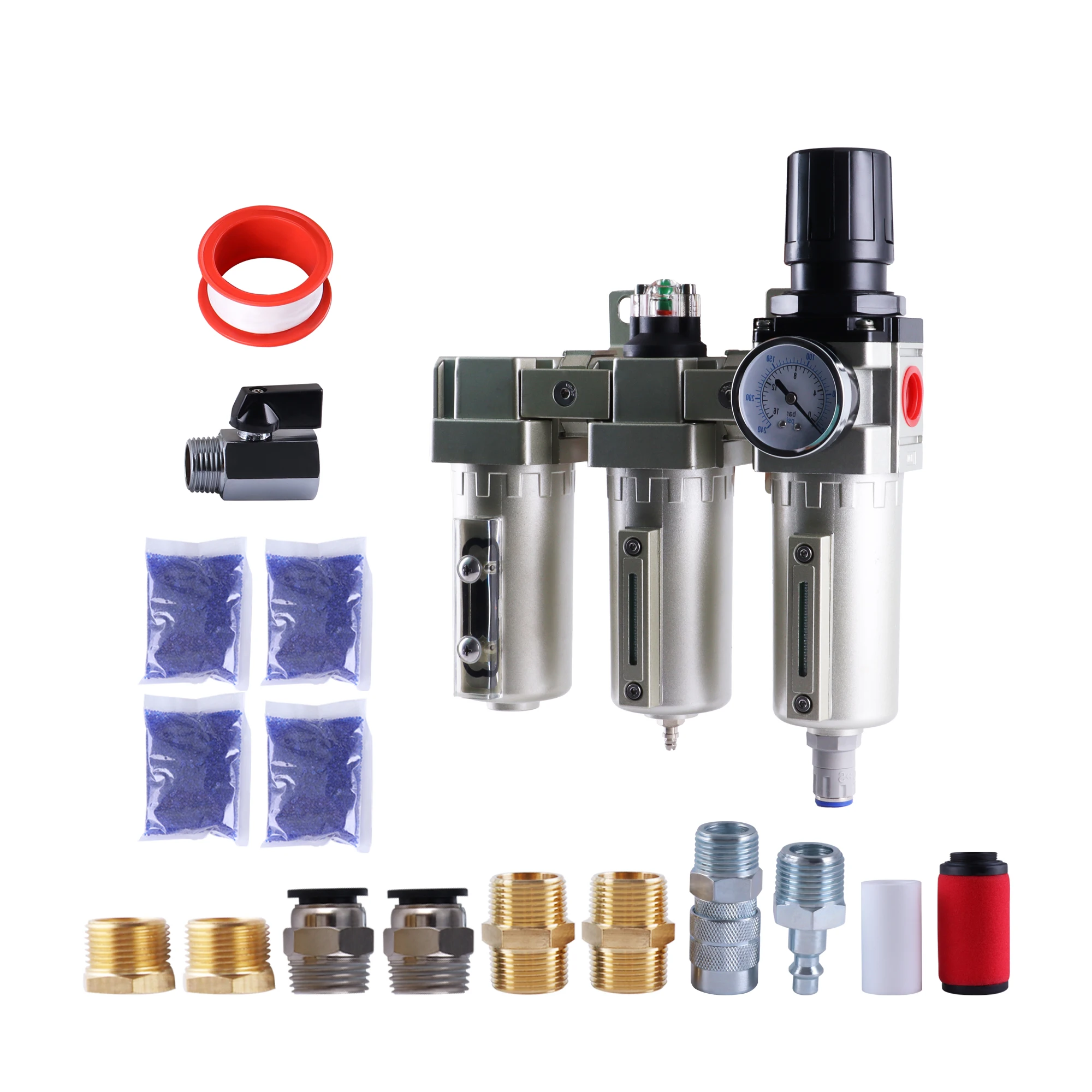 Air Source Treatment 3-Piece Kit 1/2 3/4NPT Internal Thread Pressure Differential Drainage/Automatic Drainage