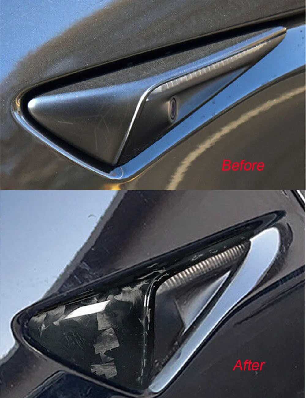 New! Forged Carbon Fiber Side Vent Fender Camera Turn Signal Cover For Tesla Model 3 Model Y 2019up